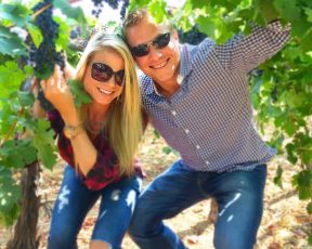 lovely couple picture in the vines Gustafson winery